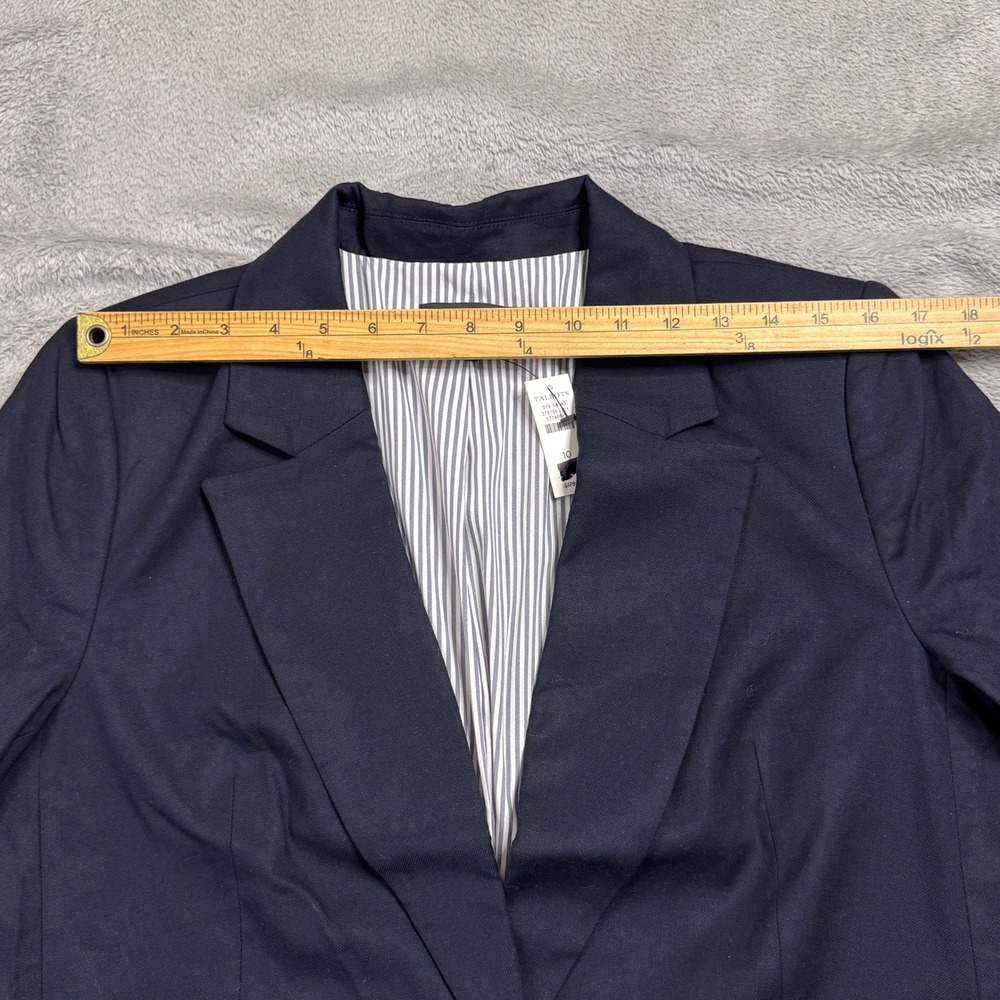 NWT Talbots Women's Navy Blue Cotton Linen Blend Single Button Blazer Size 10 - Picture 12 of 13